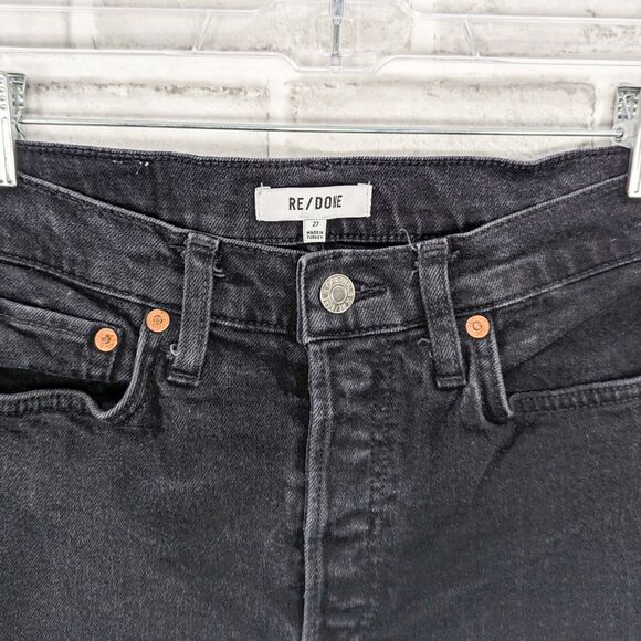 RE/DONE Women's High Rise Raw Ankle crop Denim Jeans washed black sz 27 - Picture 2 of 12